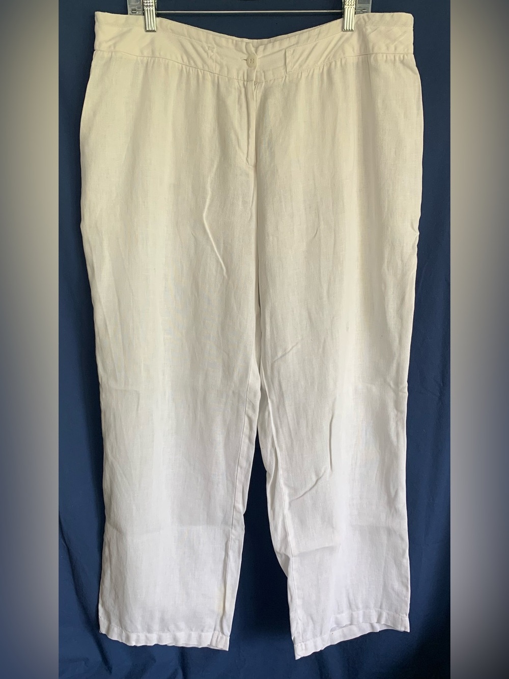 Charter Club Women’s White Linen Full Length Trousers